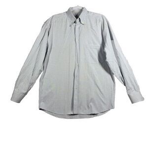 CANALI‎ Dress Shirt Mens Size 16-41 White Blue Plaid Long Sleeve Button Up Italy